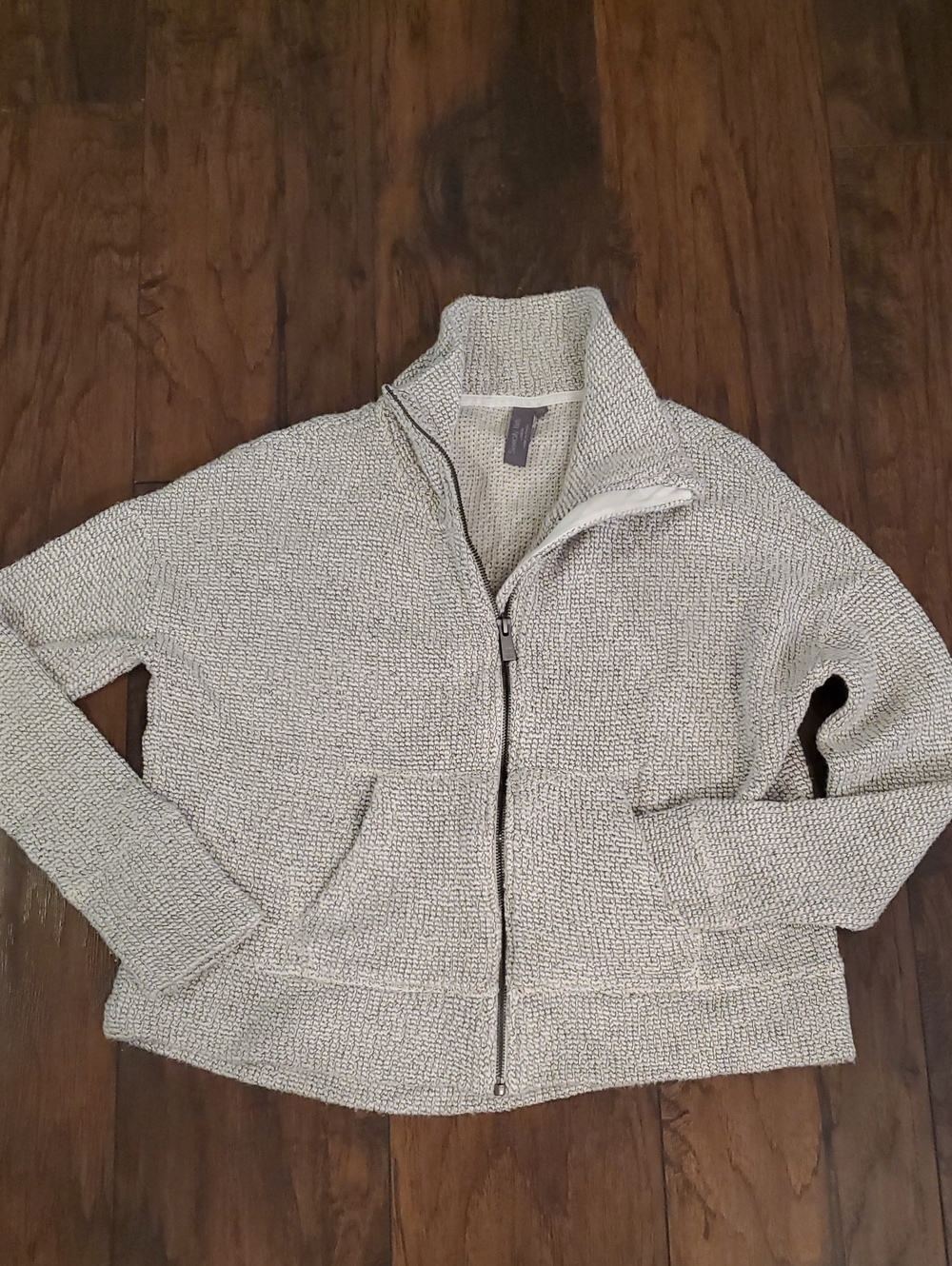 Sweaty Betty Cozy Zip-Front Textured Sweater Jacket - Light Gray